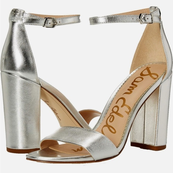Sam Edelman Yaro Silver Block Heel Sandals - Picture 1 of 12